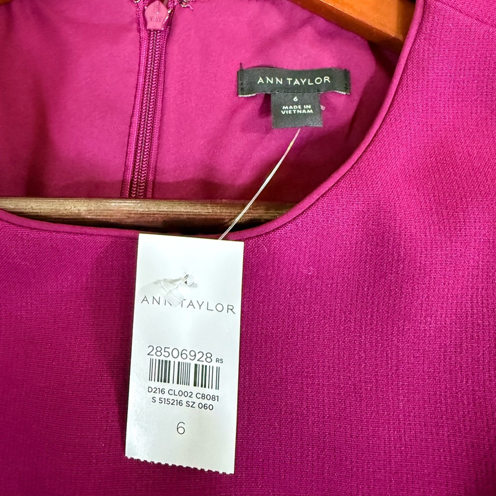 NWT Ann Taylor Burgundy Purple peplum dress size 6 - Picture 5 of 6